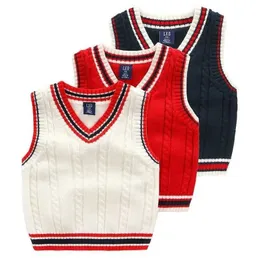 Sets 2-12 Jahre Jungen Pullover Tank Top Childrens Frühlings- und Herbst-Baumwollhülsen-Academy-Stil Q240508