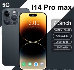 I14 I15 6.7 Pro Max Inchフルスクリーンブランド新しいオリジナルHDフルスクリーンスマートフォンフェイスタッチID 16GB 1TB Android Mini Phone携帯電話安い新しいスマートフォン5Gロック解除