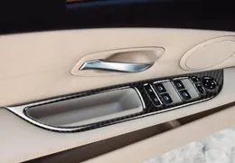 Karbon Fiber Araç Penceresi Kaldırıcı Kontrol Çerçevesi Pencere Anahtarı Dekor Arm emri paneli Refit Çıkartma BMW E60 5 Serisi 20082010833327