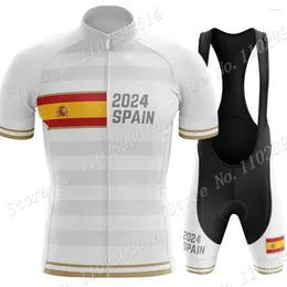 Set di corse Espana Cycling Jersey 2024 Pro Team Set Short Spaintdf Abbigliamento camicie da strada per bici da strada per biciclette per bavaglini in bicicletta Mtb Maillot Ropa