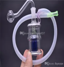 HAND Mini Glass Bong mini bottle style glass water pipe Bubbler portable Water pipe Dab Rig Mini Beaker Recycler Bong with hose4510322