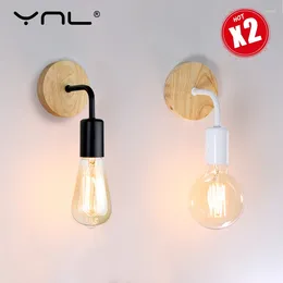 Lampa ścienna 2PCS Wood Industrial Loft E27 85V-265V Vintage Retro Decor Opp. Abajur para Quarto