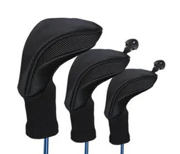 Club Heads 3st Black Golf Head Covers Driver 1 3 5 Fairway Wood Headcovers Long Neck Knit Protective Cover Accessories11729320