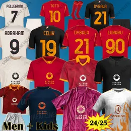 24 25 som Roma Soccer Jersey Dybala Belotti Football Shirts Llorente Lukaku Kits Totti 2024 Cristante Asroma Shirts Men Kids Uniforms Maglia Roma Jersey Maglie Calcio