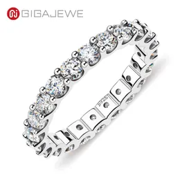 Gigajewe Gigajewe Moissanite Full Eternity Ring 2 0-2 4ct 3 0mm D VVS1ラウンドカット925シルバーダイヤモンドテストパス