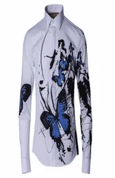 Fashion in stile cinese uomo casual camicia a lavaggio a lavaggio stampato farfalla camisa mascolino plus size 3xl 2 colori uomo vestito camicia 4023022