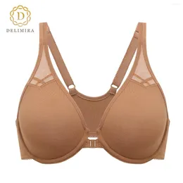 Bras DELIMIRA Women's Racerback Front Closure Plus Size Seamless Comfort Underwire Full Coverage Bra