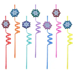 Outros produtos de plástico descartáveis ​​Snowflake com tema de desenho animado stain bebendo para crianças piscina festa de aniversário de ano novo suprimentos pop otkws