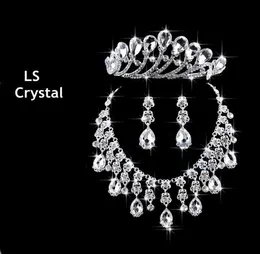 2015 New Arrivals Crystal Crown Necklace Earring Set Bridal Jewelry Wedding Accessories7392628