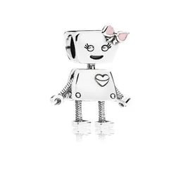 Bella Roboter Charme Pink Gold Emaille Perle Pins Armband für Frauen Schmuckzubehör5630555