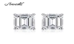 Ainuoshi Fashion 925 Sterling Silber Emerald Cut 8x10 mm CZ -Hengstand Ohrringe 3CT Silber Stud Ohrring Frauen Hochzeitsfeier Jüdy Geschenk Y3177963