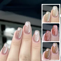 8ml Sparkling Glass Bead Flash White Spar Cat Eye Gel Nail Polish Magnetic Nude Color Semi Permanent Soak Off 240509