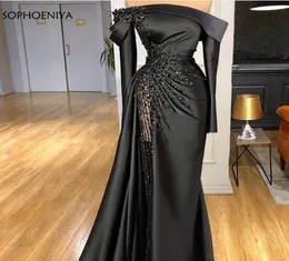 Nowe przybycie długie sukienki wieczorowe z długim rękawem Kryształy Plusowe Krzyki Krzyki muzułmańskie sukienki wieczorowe Formelle szaty Vestido Fiesta LJ2011195088588