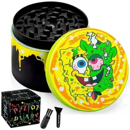 Rick Zinc Alloy Grinder cnc teeth 50mm herb RAW Tobacco Grinders 4 Layers Herbs Crusher Colorful Grinders Factory price bong