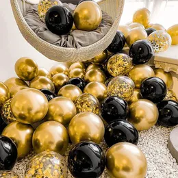 Party Decoration 35Pcs Mixed Gold Black Confetti Latex Balloons Kids Adult Man Woman Birthday Year Graduation Decor