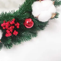 Декоративные цветы венки рождественский венок из хлопок и ягоды безделушки декоративные дверные гирлянды Домашний украшение на Рождественский Новый год