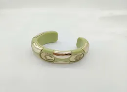 Luksusowa jakość otwartą bransoletkę Bangle z beżową i zieloną kolorami i znaczkiem mają pudełko PS7494A9610921