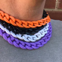 Łańcuchy 30 cm mody akrylowy gruby naszyjnik dla kobiet mężczyzn bohemian plastikowy długi choker kołnierz wisiorek