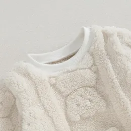 Kläduppsättningar småbarn baby pojke flicka varma kläder nallebjörn tröja långärmad fleece pullover topp byxor fall set