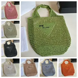 NEW Womens Hallow out Beach Bags mesh straw grass knitted bag Fashion Summer Large kntting totes hobo Bag Luxury designer women crochet shoulder handbags lady bag