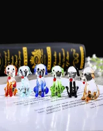 HD Set of 6 Miniature Glass Figure Dog Hand Blown Murano Glass Art Animal Pet Figurines Home Desktop Decor Collectible Gifts Y20029761891