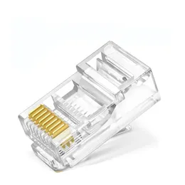1/5/10/20/30 st passerar genom RJ45-kontakter Crystal End Gold-Plated 8P8C Crimp UTP Standard Ethernet Network Modular Plug