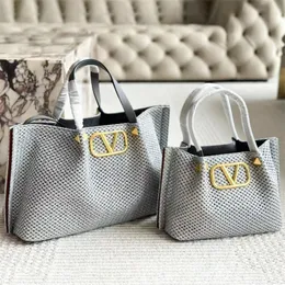 Женская vlogo raffias rivet stound tote mens mens плетение кросс купание летние пляжные сумки дизайнер сумочка роскошные сцепления на плечах купатель пакеты кошельки дама выходные мать мать сумка