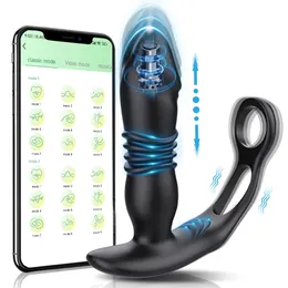 Controle de aplicativo Telescópico Butt Plug Anal Vibrator Sex Toys for Men Ass Dildo Prostate Massager Bluetooth ButtPlug 9 Modos 240507