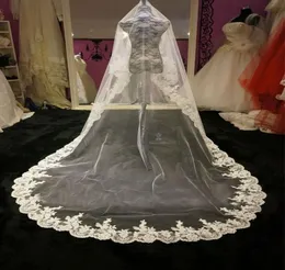 2019 Gorgoeus Style in Stock Lace Edge Long Bridal Veils Ivory White Tulle Veils for Wedding Bridal Associory6271169