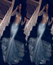 Sexy V Sece Seecestins Mermaid Prom Dress Long Long Roolves Sweep Train Formal Party Evening Gowns BC12495218667