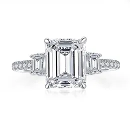 Ringar Anziw 925 Sterling Zilveren 3 Karaat Emerald Cut Engagement Ring Voor Vrouwen 3steen Gesimuleerde Diamond Wedding Band5677831908721