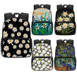 حقائب الظهر Edelweiss / Irises Daisy Flower Print Kids School Pags Pretty Butterfly Backpacks for Girl