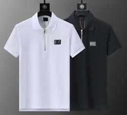 2024 Herren Polo Shirt Summer Schwarz-Weiß-Hemd-Marke Kleidung Baumwolle Kurzarm Business Casual Stickerei Brief Schlanker atmungsaktives M-3xl#99