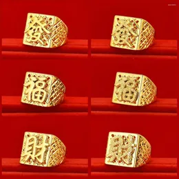 Cluster Rings Real 999 Gold Store With The Same Model Ring Large Men's Hair Blessing Wealth For Men Wedding Fine Jewelry