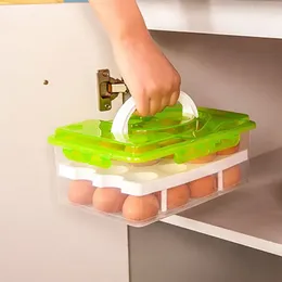 Bottiglie di stoccaggio griglia griglia scatola multifunzionale scatola di contenitori alimentari a doppia croccante strato di uovo cucina prodotti in plastica comoda 24