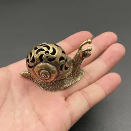 Vintage Pure Copper Mini Snail Small Ornament Desk Decoration Antik mässing Animal Miniature Figur Craft Tea Pet rökelse 240508