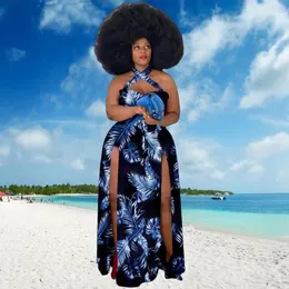 캐주얼 드레스 XL-5XL 섹시한 아프리카 플러스 크기 여성 의류 여름 서스펜더 인쇄 민소매 튜브 탑 포크 드롭십 도매
