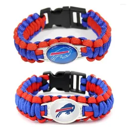 Bangle 18 25MM Glass Football Charms Billl Bracelet Paracord Survival Braided Rope Sports Bangles DIY Jewelry
