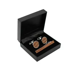 Cuff Links Mahoosive Wood Classic mens cufflink tie clip with gift box zircon suitable for French cuffs suitable for him Q240508