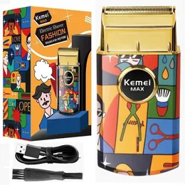 かみそりの刃Kemei Electric Shaver Mens Professional Beard Trimmer Mini Electric Cutting Machine Graffiti USB充電RS-7098 Q240508