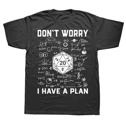 Men's T-Shirts Novelty Dungeon Dragon T Shirts Graphic Strtwear Short Slve I Have A Plan D20 Dice Role Playing Game DnD T-shirt Men T240506