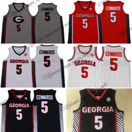 Costura da NCAA Anthony 5 Edwards Basketball Jerseys College #5 Vermelho White Grey Cinzinou camisas de camisas personalizadas para jovens mulheres