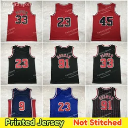 USA 1992 TEAM 9 Basket Retro Basketball Jersey Dennis Rodman 33 Pippen Red White 1997-98 1984-85 versione stampata maschile con pressione a caldo Jersey