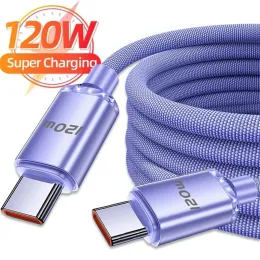 Carrego rápido super rápido 6A 120W USB C TO CABO DE USB-C PD 1M 1M 1,5M 2M TIPO C CABLES PARA SAMSUNG S10 S20 S23 S24 HTC LG Android Telefone 15/15Promax