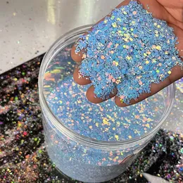 1 kg holographische gemischte Sechskant Form Chunky Nagel Glitter Blue Chameleon Pailletten Laser Farkly Flake Manicure Decor Paillette 240509