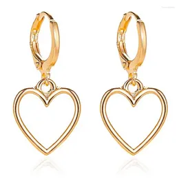 Dangle Ohrringe Einfache Design Klassiker Hollow Small Heart Drop for Women Brand Mode Ohrmanschette Piercing Ohrring Geschenke