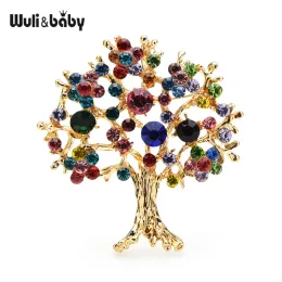 Brooches Wuli&baby Multicolor Rhinestone Tree Brooches Women Men Christmas Tree Party Office Casual Brooch Pins Gifts
