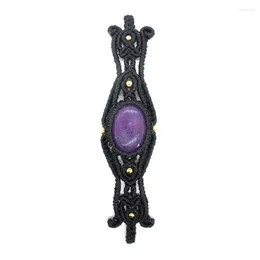 Очарование браслетов уникальный стиль естественный камень камень аметист lapis lszuli черный папа вязаный вязаный браслет