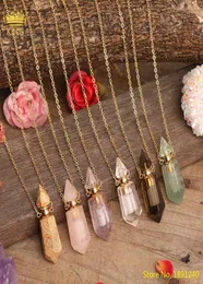 Delicate Crystal Essential Oil Diffufer Jewelry White Pink Amethysts Quartz Hexagonal Perfume Bottle Pendant Necklace Women8207881