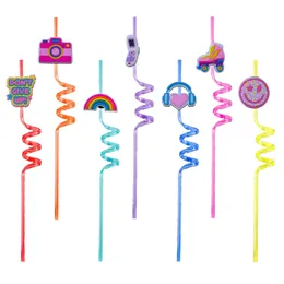 Einweg -Plastik -Sts Pink Themen verrückte Cartoon trinken für Mädchen Pop Party liefert Kinder, bevorzugt Kinder Geburtstag Goodie Geschenke Reu otaot